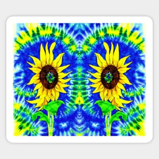 Tie Dye Sunflowers - Blue Aesthetic Psychedelic Sticker